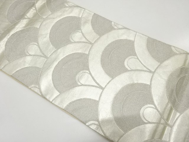 JAPANESE KIMONO / ANTIQUE BLUE SEA WAVE PATTERN WOVEN FUKURO OBI (MATE